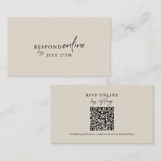 Minimale RSVP QR-code Informatiekaartje (Voorkant / Achterkant)