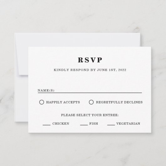 Minimale RSVP-reiskaart RSVP Kaartje (Voorkant)