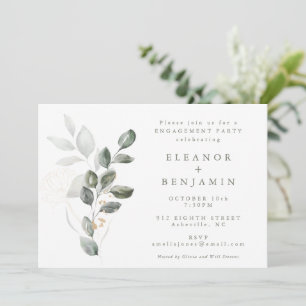 Minimale Rustic Gold Greenery Engagement Party Kaart