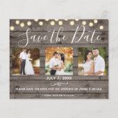 Minimale Rustic Wood & Lichten Foto opslaan Datum (Voorkant)