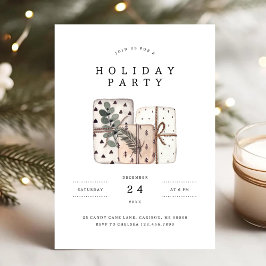 Minimale rustieke kerstcadeaus Holiday Party Kaart