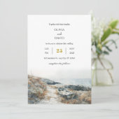 Minimale rustieke kust Rocky Shore Beach bruiloft Kaart (Staand voorkant)