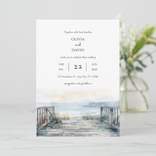 Minimale rustieke zee balkon Uitzicht strand bruil Kaart (Staand voorkant)