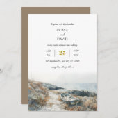 Minimale rustieke zeekant rotsachtige kust strand kaart (Voorkant / Achterkant)