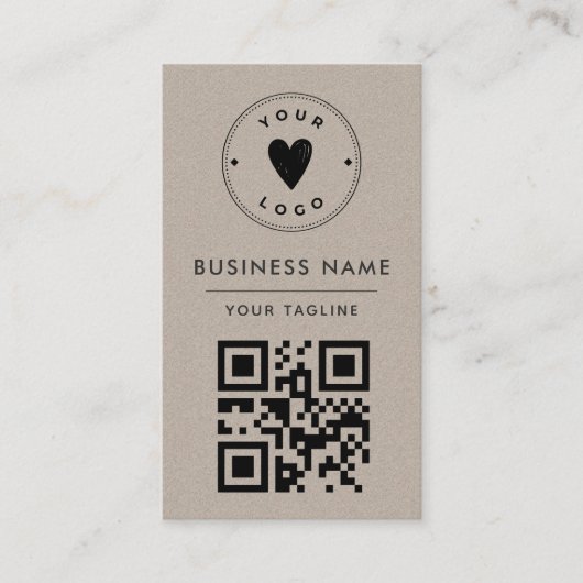 Minimale Rusty Kraft Voeg je eigen Qr-code toe Visitekaartje (Voorkant)