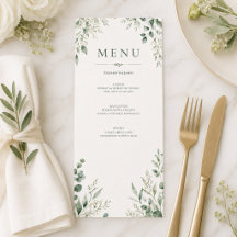 Minimale Sage Botanische Trouwmenu Aangepaste Deta