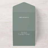 Minimale Sage Green Branch Calligraphy Wedding All In One Uitnodiging (Buitenkant)