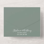 Minimale Sage Green Branch Calligraphy Wedding All In One Uitnodiging (Achterkant)