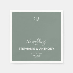 Minimale Sage Green Branch Calligraphy Wedding Servet