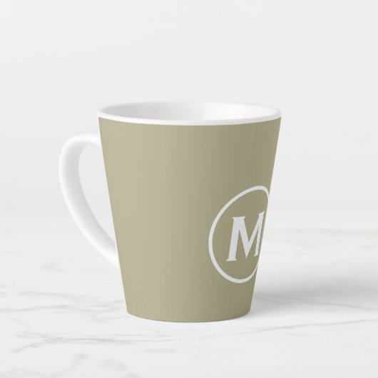 Minimale Sage Green Classic Monogram Latte Mok (Linkerhoek)