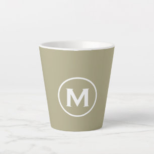 Minimale Sage Green Classic Monogram Latte Mok