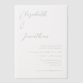 Minimale Sage Green Engagement Party Vellum Uitnodigingen (Voorkant)