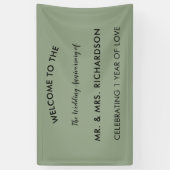 Minimale Sage Green Simple 1st Wedding Jubileum Spandoek (Verticaal)