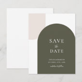 Minimale Sage Groen Boho Boog Landelijke Script Tr Save The Date (Voorkant / Achterkant)