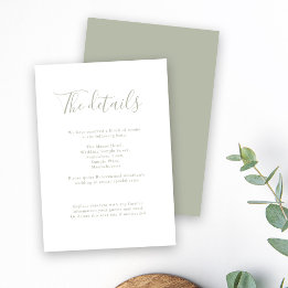 Minimale Sage Groene Budget Bruiloft Details Informatiekaartje