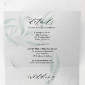 Minimale Salie Eucalyptus Grijze Waterverf Tri-Fol Drieluik Uitnodiging (Binnenzijde eerst)