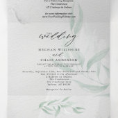 Minimale Salie Eucalyptus Grijze Waterverf Tri-Fol Drieluik Uitnodiging (Binnenkant midden)