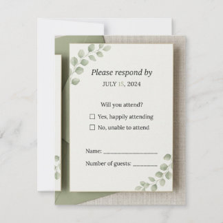 Minimale Saliegroene Trouw RSVP Kaart
