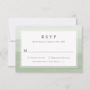 Minimale Saliegroene Waterverf Ombre Trouwdag RSVP Kaartje
