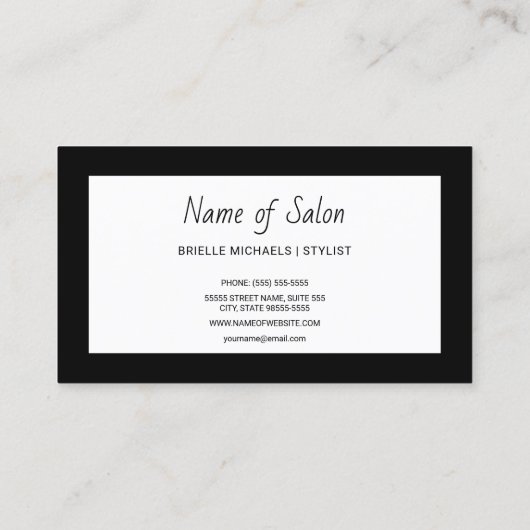 Minimale salon Plain Black en White Scissors Visitekaartje (Achterkant)