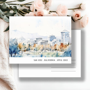 Minimale San Jose, Californië Aquarel Reis Briefkaart