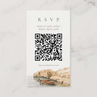 Minimale Santorini QR Code Kust Trouw RSVP Kaart
