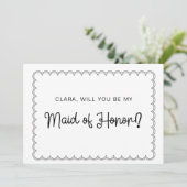 Minimale scalloped border bridesmaid card kaart (Staand voorkant)