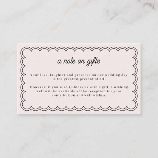 Minimale scalloped border note op cadeaukaart informatiekaartje (Voorkant)
