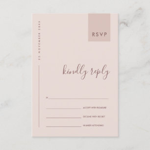 MINIMALE SCANDI BLUSH ROZE TYPOGRAFIE TROUW-HUWELI INFORMATIEKAARTJE