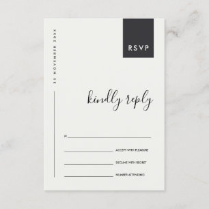 MINIMALE SCANDI ZWART WIT TYPOGRAFIE TROUW-RSVP INFORMATIEKAARTJE
