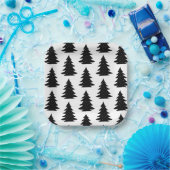 Minimale Scandinavische Folk Black met kerstboom Papieren Bordje (Feest)