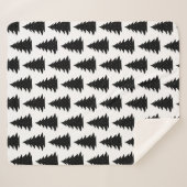 Minimale Scandinavische Folk Black met kerstboom Sherpa Deken (Voorkant (horizontaal))