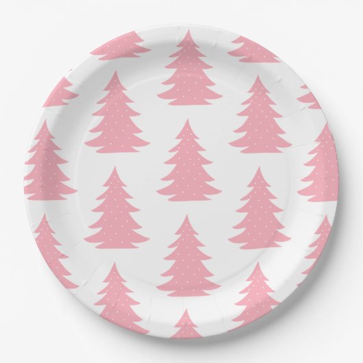 Minimale Scandinavische Folk roze kerstboom Papieren Bordje (Voorkant)