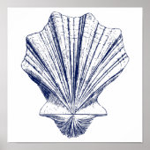 Minimale schellop-schelp in blauw poster (Voorkant)