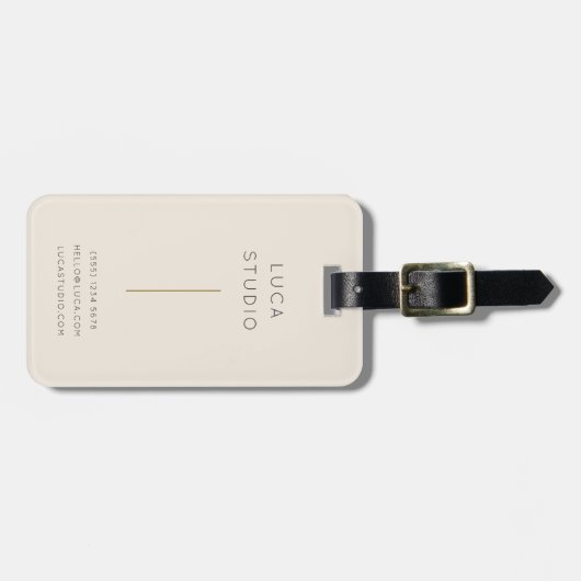 Minimale Schone Eenvoudige Moderne QR Code Goud en Bagagelabel (Voorkant horizontaal)