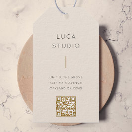 Minimale Schone Eenvoudige Moderne QR Code Goud en Cadeaulabel