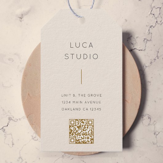 Minimale Schoone Eenvoudige Moderne QR Code Goud e Cadeaulabel
