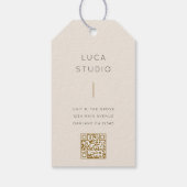 Minimale Schoone Eenvoudige Moderne QR Code Goud e Cadeaulabel (Achterkant)