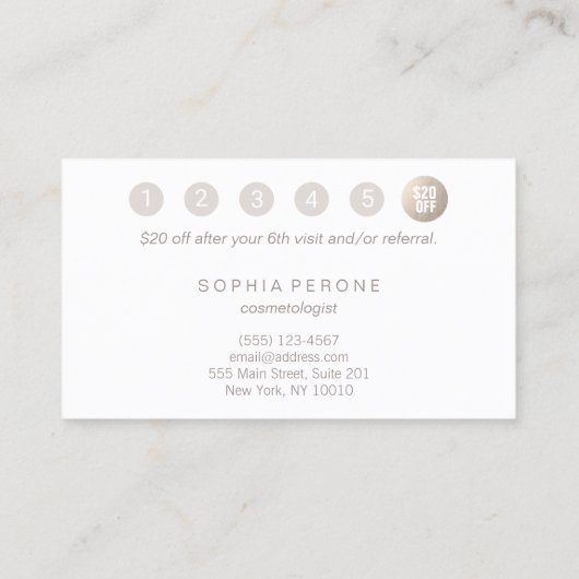 Minimale schoonheid lumierig zilver 6 Punch Loyalt Visitekaartje (Achterkant)