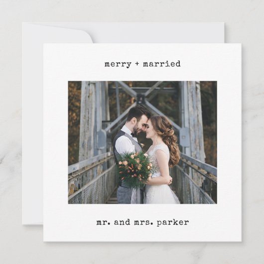 Minimale schrijfmachine | Foto van Merry en Marrie Feestdagenkaart (Voorkant)