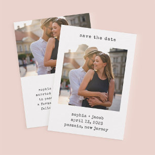 Minimale schrijfmachine   Twee simpele foto's Save The Date