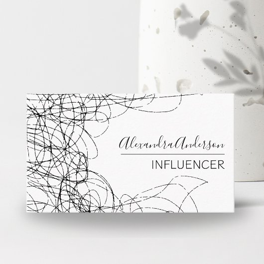 Minimale Scribble Zwart-wit Professional Visitekaartje