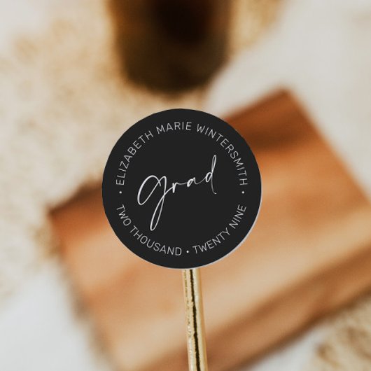 Minimale script afstudeer uitnodiging sticker labe