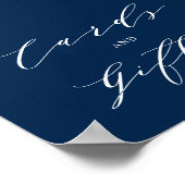 Minimale Script Blue Wedding Cards en Gifts Poster (Hoek)
