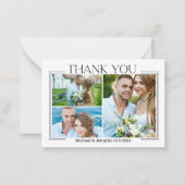 Minimale script bruiloft 3 foto's collage dank u notitiekaartje (Voorkant)