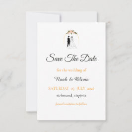 Minimale script bruiloft Save The Date kaart