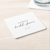 Minimale Script Bruiloft Uitnodiging Vierkante Kartonnen Onderzetter (Schuin)