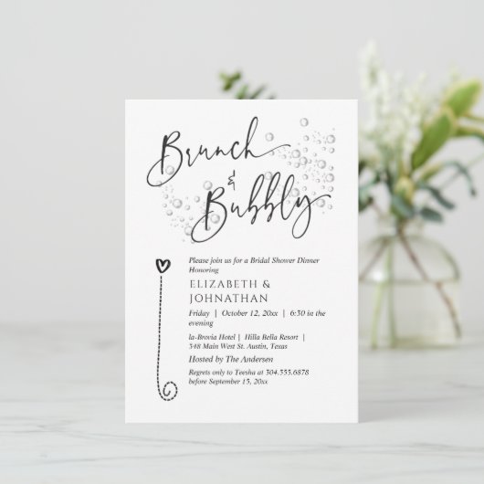 Minimale Script Brunch en Bubble-uitnodiging Kaart (Staand voorkant)