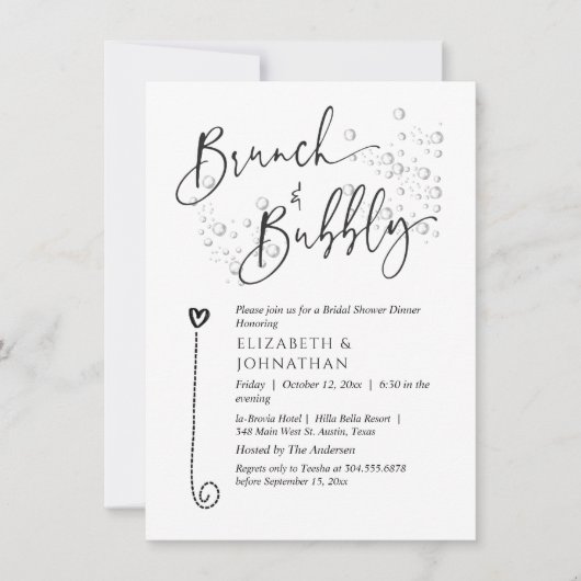 Minimale Script Brunch en Bubble-uitnodiging Kaart (Voorkant)
