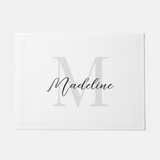 Minimale Script Calligraphy Black White Monogram Deurmat (Voorkant)